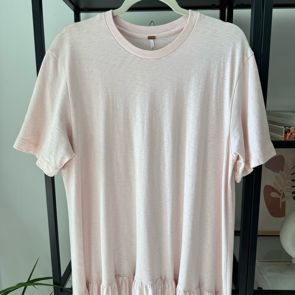 Free People Pink Orange Ombré Dip Dye Short Sleeve Slouchy Maxi Dress Medium - Picture 6 of 13